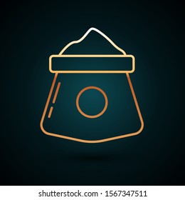 Gold line Bag of flour icon isolated on dark blue background.  Vector Illustration