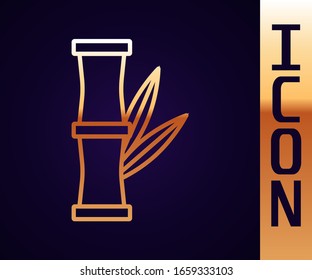 Gold line Bamboo icon isolated on black background.  Vector Illustration