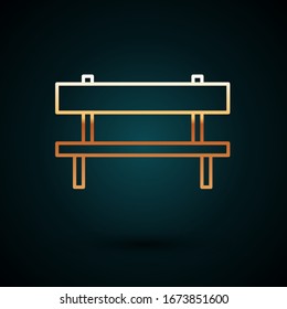 Icono del banco de oro aislado en fondo azul oscuro.  Ilustración vectorial