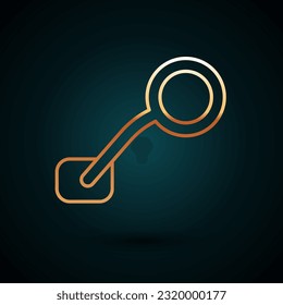 Gold line Bicycle rear view mirror icon isolated on dark blue background.  Vector