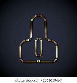 Gold line Bicycle seat icon isolated on black background. Bicycle saddle.  Vector