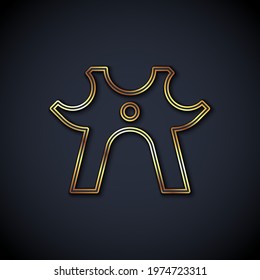 Gold line Billiard rest icon isolated on black background. Pool cue helper stick, bridge stick.  Vector