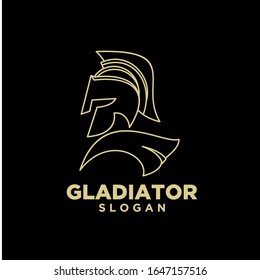 gold line black background head gladiator spartan logo icon design
