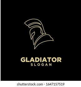 gold line black background head gladiator spartan logo icon design