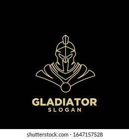 gold line black background head gladiator spartan logo icon design