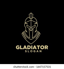 gold line black background head gladiator spartan logo icon design