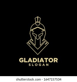 gold line black background head gladiator spartan logo icon design