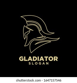 gold line black background head gladiator spartan logo icon design