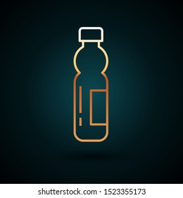 Gold line Bottle of water icon isolated on dark blue background. Soda aqua drink sign. Vector Illustration Gold line Bottle of water icon isolated on dark blue background. Soda aqua drink sign. Vector Illustration