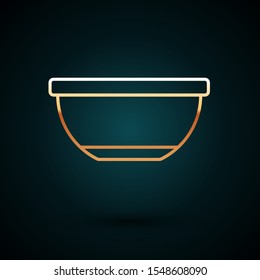 Gold line Bowl icon isolated on dark blue background.  Vector Illustration