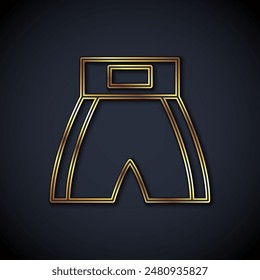 Gold line Boxing short icon isolated on black background.  Vector