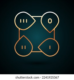 Gold line Business presentation infographic element icon isolated on dark blue background.  Vector