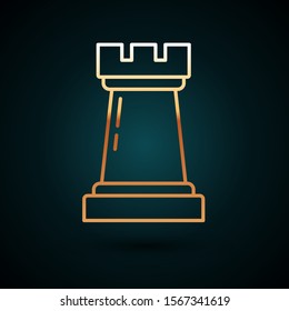 Gold line Business strategy icon isolated on dark blue background. Chess symbol. Game, management, finance.  Vector Illustration