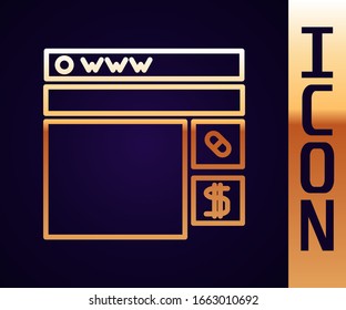 Goldline kaufen Drogen online Symbol einzeln auf schwarzem Hintergrund. Online-Kaufsymbol. Vektorillustration-Illustration