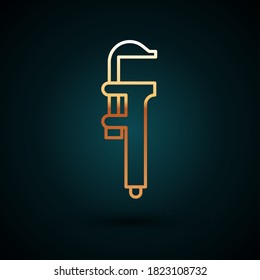 Icono de la pinza de freno o de la pinza de freno de la línea de oro aislado en fondo azul oscuro. Herramientas de medición de precisión.  Ilustración vectorial