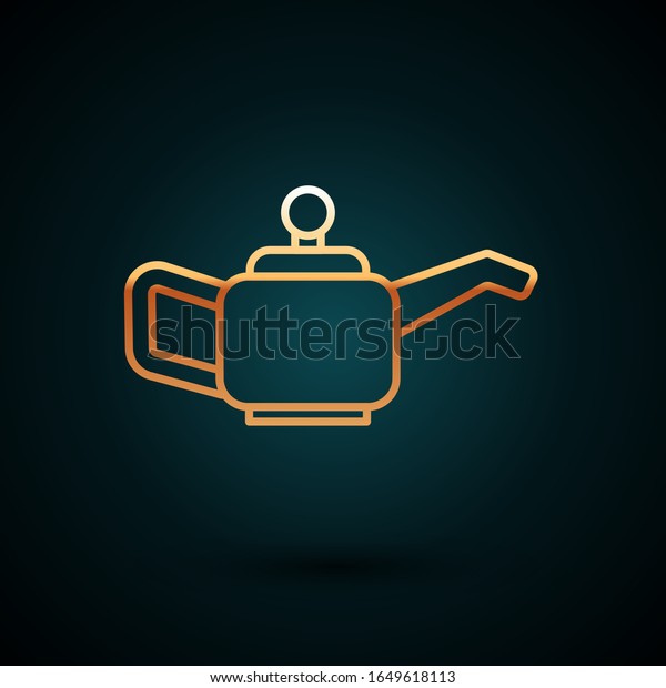 Gold line Canister for motor machine oil\
icon isolated on dark blue background. Oil gallon. Oil change\
service and repair.  Vector\
Illustration