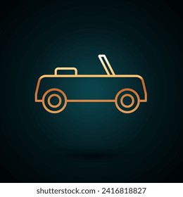 Gold line Car icon isolated on dark blue background. Front view.  Vector