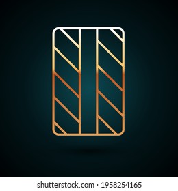Gold line Car tire wheel icon isolated on dark blue background.  Vector