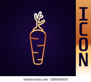 Gold line Carrot icon isolated Gold line background.  Vector