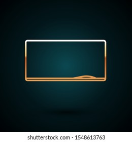 Gold line Chalkboard icon isolated on dark blue background. School Blackboard sign.  Vector Illustration