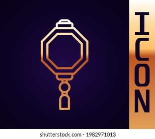 Gold line Chinese paper lantern icon isolated on black background.  Vector Illustration
