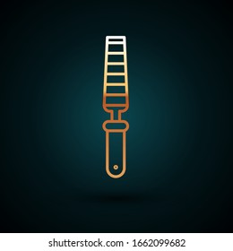 Gold line Chisel tool for wood icon isolated on dark blue background.  Vector Illustration