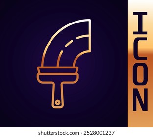 Gold line Cleaning service with of rubber cleaner for windows icon isolated on black background. Squeegee, scraper, wiper.  Vector