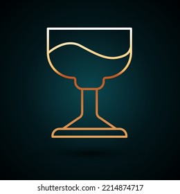Gold line Cocktail icon isolated on dark blue background.  Vector