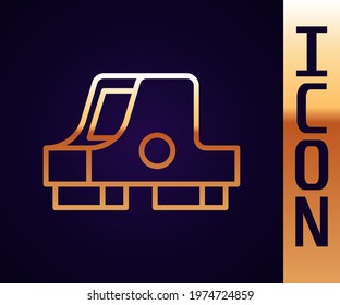 Gold line Collimator sight icon isolated on black background. Sniper scope crosshairs.  Vector