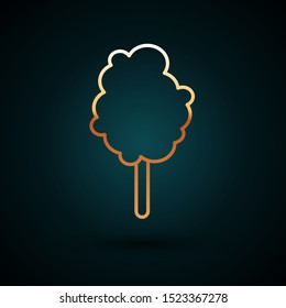 Gold line Cotton candy icon isolated on dark blue background.  Vector Illustration