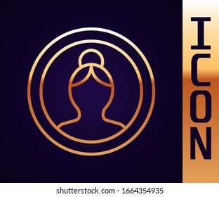 Gold line Create account screen icon isolated on black background.  Vector Illustration