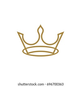 Gold Line Crown Logo Template Illustration Design. Vector EPS 10.