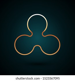 Gold line Cryptocurrency coin Ripple XRP icon isolated on dark blue background. Altcoin symbol. Blockchain based secure crypto currency.  Vector Illustration
