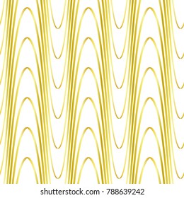Gold line curve seamless pattern. Abstract geometric modern background. Illustration, Shiny backdrop. Art deco style.
