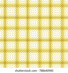 Gold line curve seamless pattern. Abstract geometric modern background. Illustration, Shiny backdrop. Art deco style.