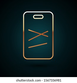 Gold line Cutting board icon isolated on dark blue background. Chopping Board symbol.  Vector Illustration