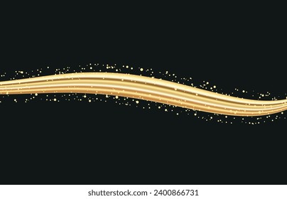 Gold line with decoration dots on black background vector