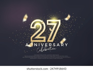 Gold line design for 27th anniversary celebration. Premium vector for poster, banner, celebration greeting.