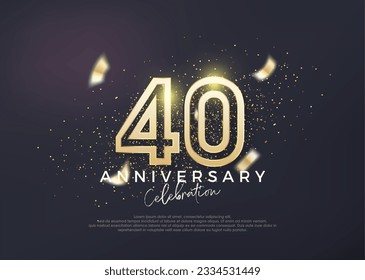 Gold line design for 40th anniversary celebration. Premium vector for poster, banner, celebration greeting.