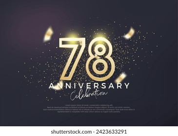 Gold line design for 78th anniversary celebration. Premium vector for poster, banner, celebration greeting.