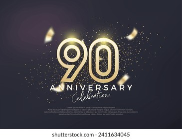 Gold line design for 90th anniversary celebration. Premium vector for poster, banner, celebration greeting.