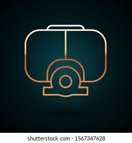 Gold line Diving mask icon isolated on dark blue background. Extreme sport. Diving underwater equipment.  Vector Illustration