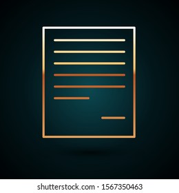 Gold line Document icon isolated on dark blue background. File icon. Checklist icon. Business concept.  Vector Illustration
