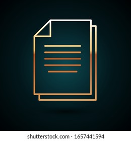 Gold line Document icon isolated on dark blue background. File icon. Checklist icon. Business concept.  Vector Illustration