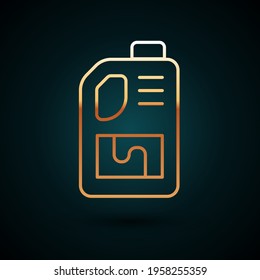 Icono del filtro de línea dorada del drenaje aislado en fondo azul oscuro. Limpieza de tuberías de agua. Símbolo de reparación de fontanería.  Vector