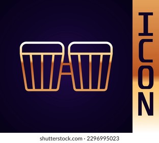 Gold line Drum icon isolated on black background. Music sign. Musical instrument symbol.  Vector