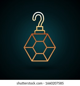 Icono de la línea de oro Icono de la orientación aislado en fondo azul oscuro. Accesorios de joyería. Ilustración vectorial