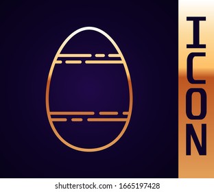 Gold line Easter egg icon isolated on black background. Happy Easter.  Vector Illustration