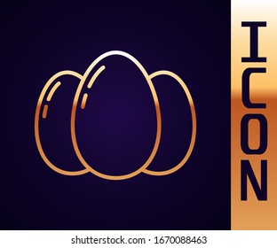 Gold line Easter eggs icon isolated on black background. Happy Easter.  Vector Illustration