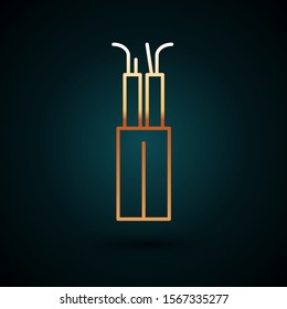 Gold line Electric cable icon isolated on dark blue background.  Vector Illustration